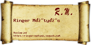 Ringer Mátyás névjegykártya